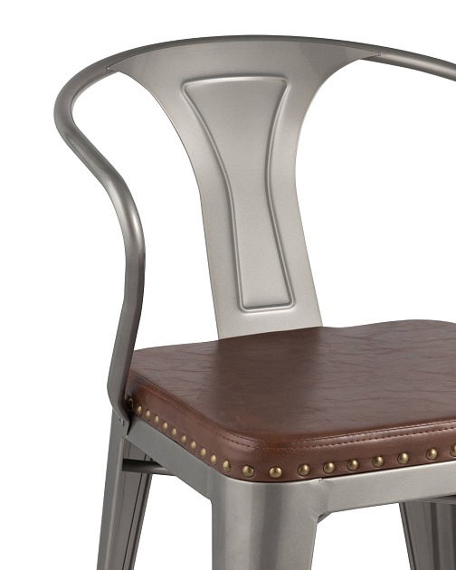 Барный стул Tolix Arms Soft с подлокотниками серебристый LF718H GREY 7083+PU7002 фото 5