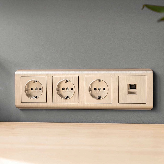 Розетка с заземлением Werkel шампань рифленый W1171010 4690389160325 изображение 3 Розетка с заземлением Werkel шампань рифленый W1171010 4690389160325 Фото № 3