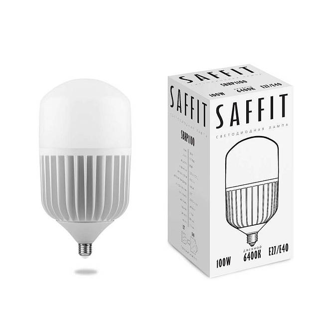 Лампа светодиодная Saffit E27-E40 100W 6400K Цилиндр Матовая SBHP1100 55101 фото 