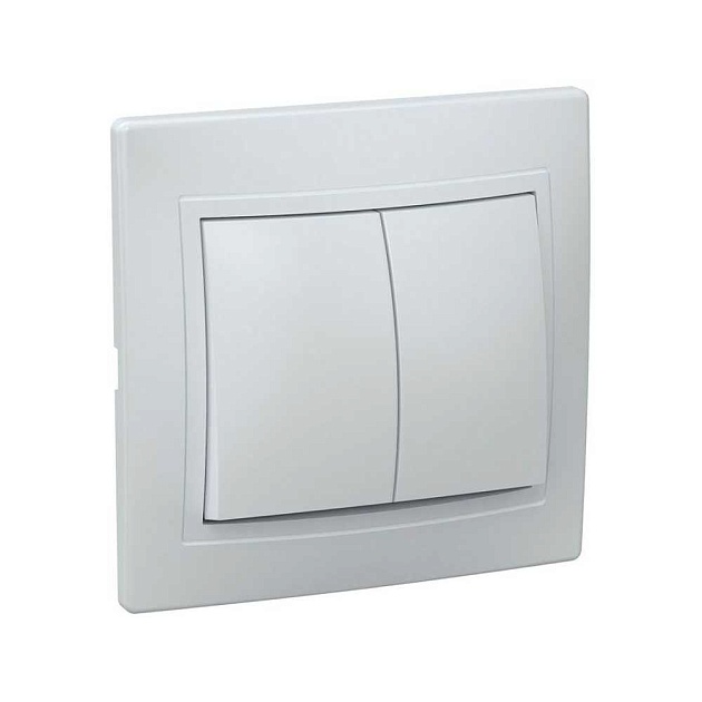Выключатель двухклавишный IEK Kvarta белый EVK20-K01-10-DM Фото № 1