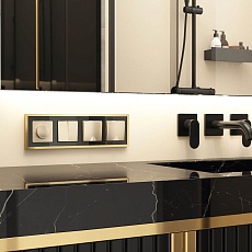 Рамка Werkel Baguette на 4 поста айвори черный/латунь W0042852 4690389193323 1