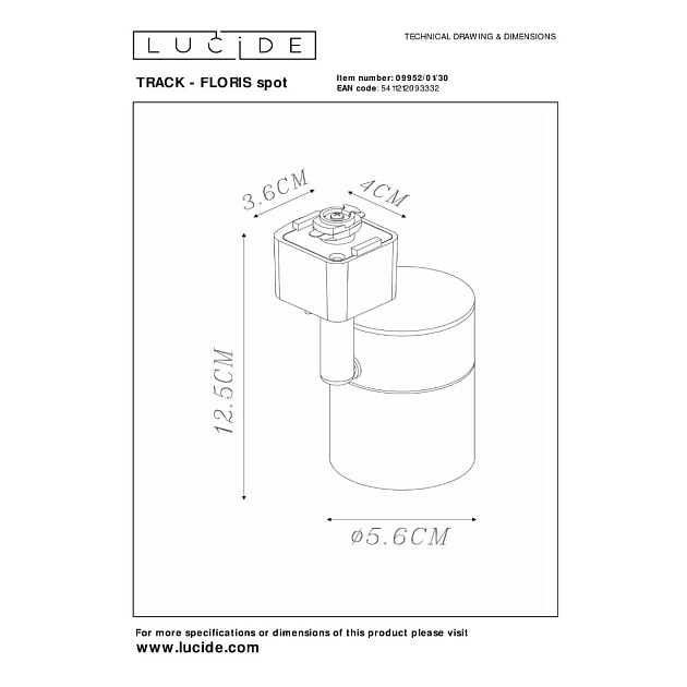 Трековый светильник Lucide FLORIS 09952/01/30 изображение 2 Трековый светильник Lucide FLORIS 09952/01/30 Фото № 2