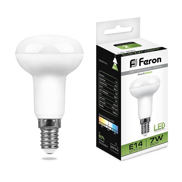 Лампа светодиодная Feron E14 7W 4000K Груша Матовая LB-450 25514 Фото № 1