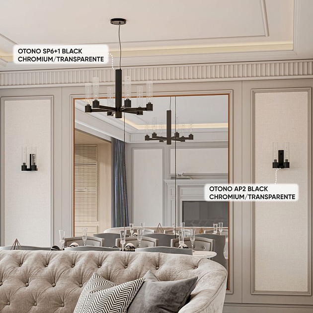 Бра Crystal Lux OTONO AP2 BLACK CHROMIUM/TRANSPARENTE Фото № 6