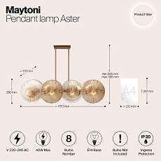 Подвесной светильник Maytoni Aster MOD007PL-08G1 3