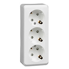 Розетка тройная 2К+3 Systeme Electric Этюд 16A 250V со шторками белая PA16-012B