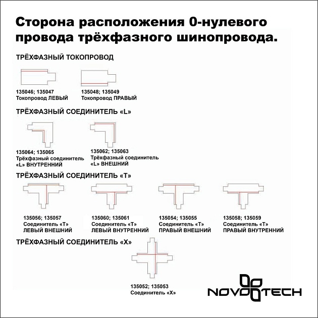 Соединитель T левый внешний с токопроводом для трехфазного шинопровода Novotech Port 135057 Фото № 2